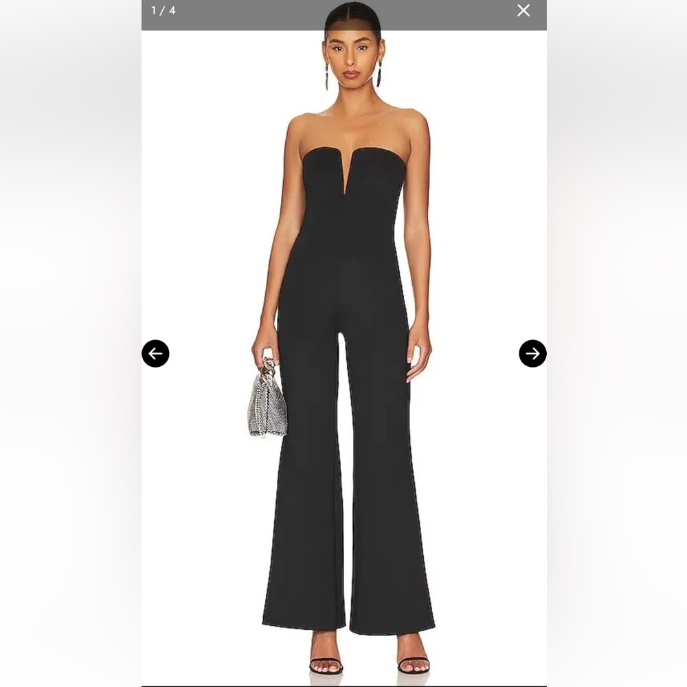 Good American strapless V‎ Scuba Black Jumpsuit 4/XL